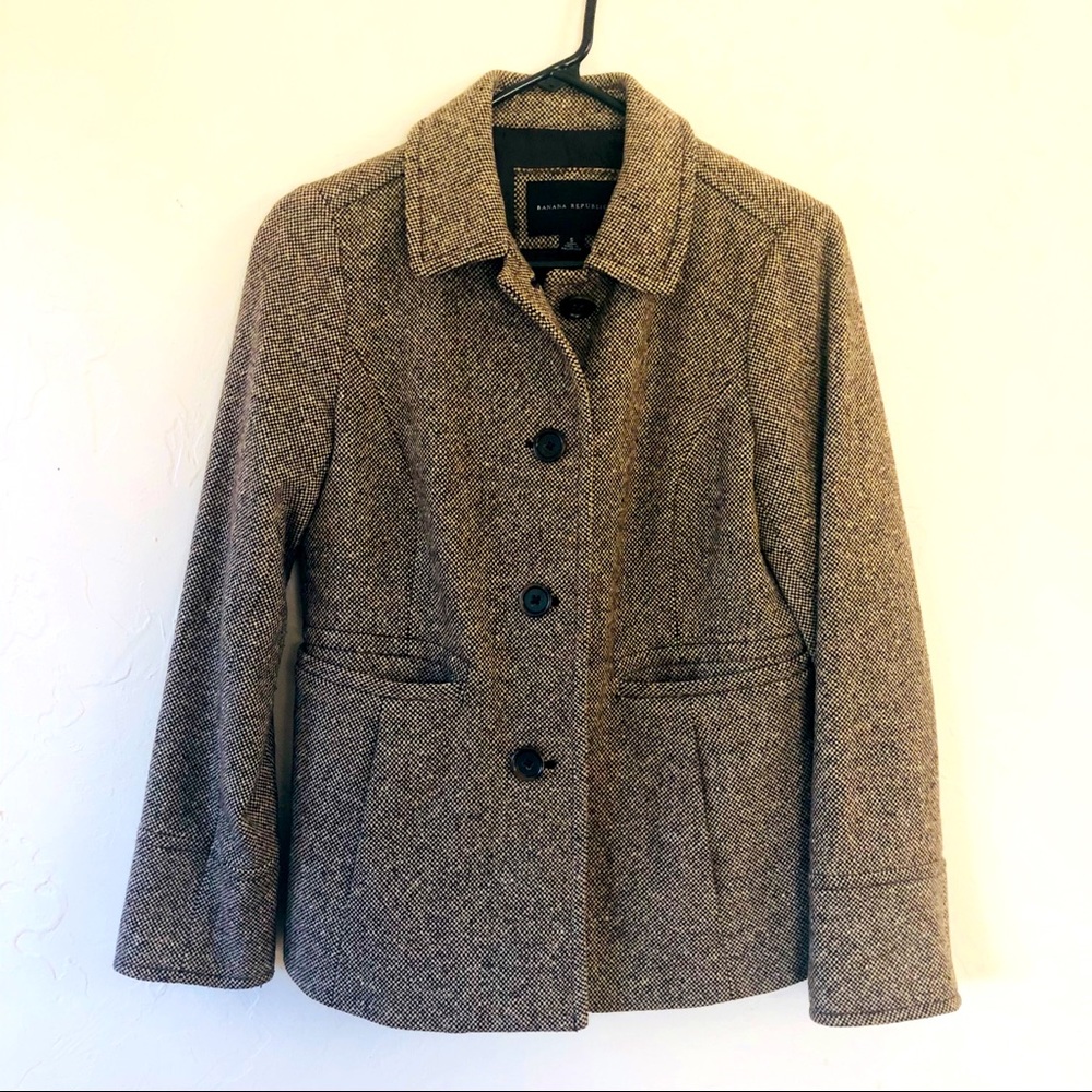 Banana Republic Tweed Wool Jacket Pea Coat Small